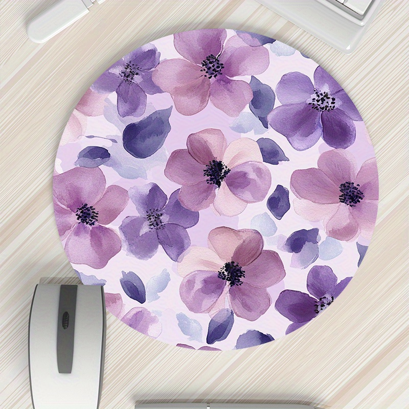 1pc Purple Floral Round Mouse  - Tradescantia Purple ulasan dan harga
