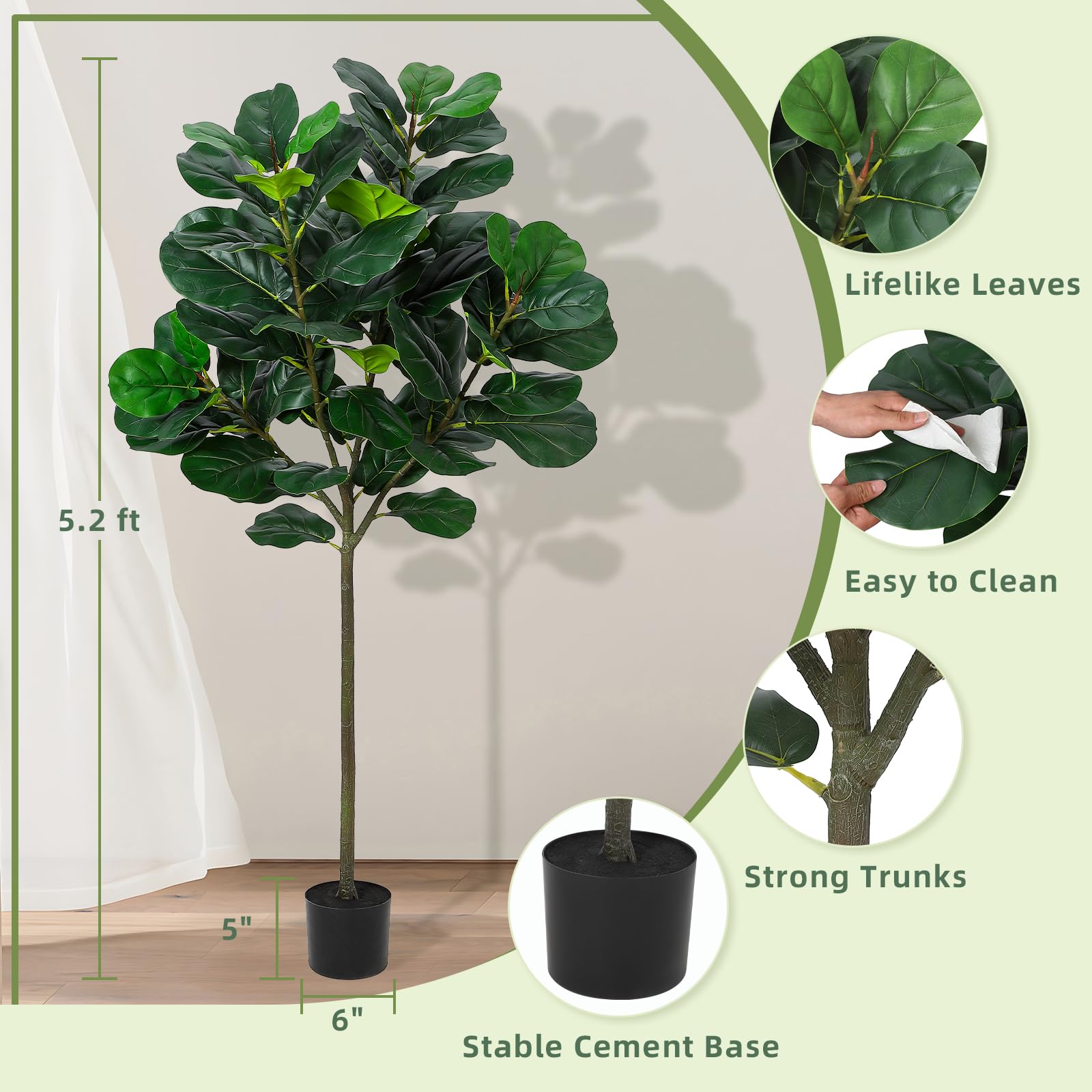 GlowSol 5.2 Ft Artificial Fidd - Ficus Lyrata Tree ulasan dan harga