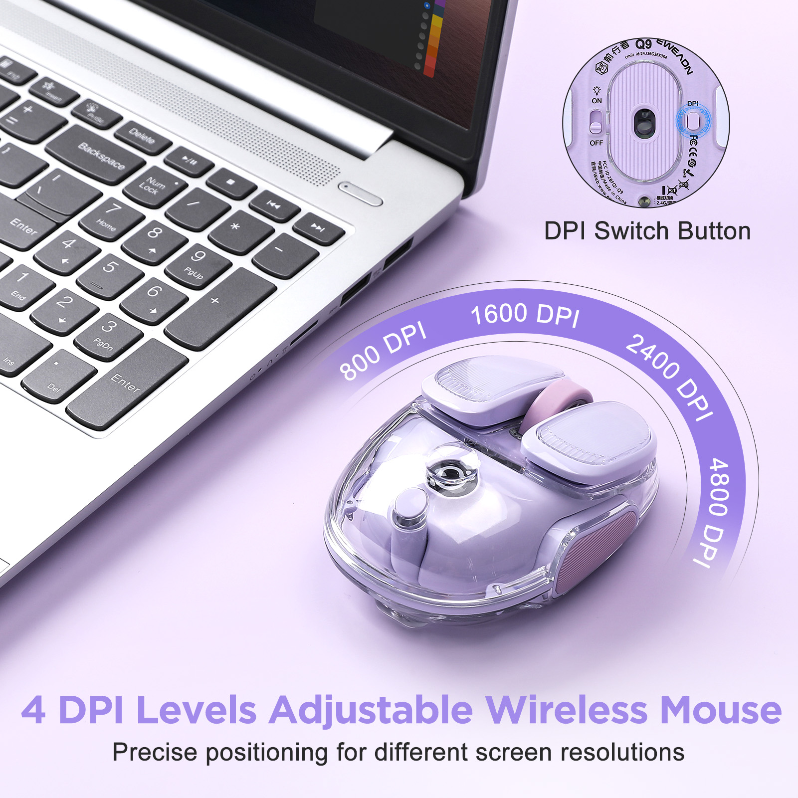 EWEADN Q9 Purple Wireless RGB  - Tradescantia Purple ulasan dan harga